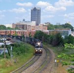 NS 9713 leads a train around the curve at Boylan